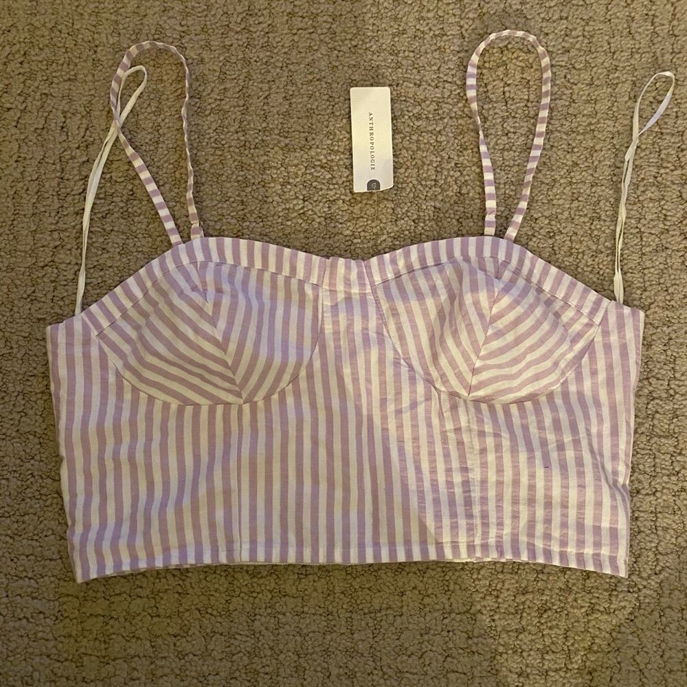 anthropologie tank purple and white